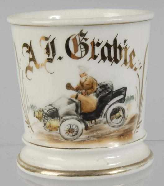 Appraisal: Touring Car Shaving Mug Description Marked A J Grabie across