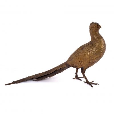 Appraisal: An Austrian gilt bronze figure of a pheasant by Franz