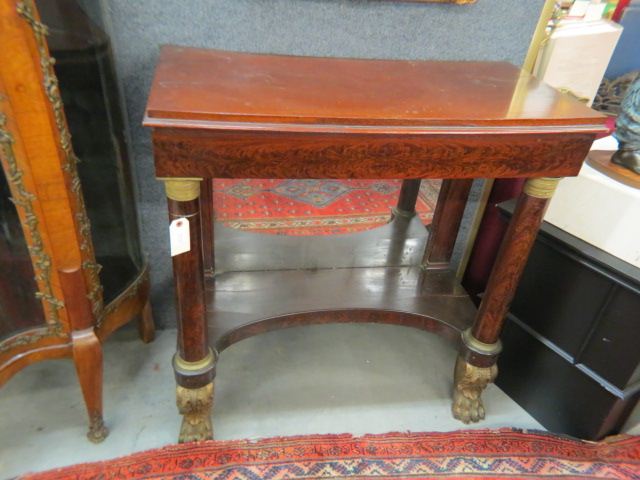 Appraisal: Mahogany Foyer Table bronze mounts lion paw carved feet mirrored