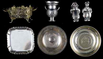 Appraisal: FOUR ENGLISH AND THREE CONTINENTAL SILVER PIECES including a small