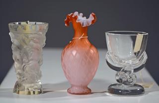 Appraisal: Selection of Three Glass Vases Three glass vases one H