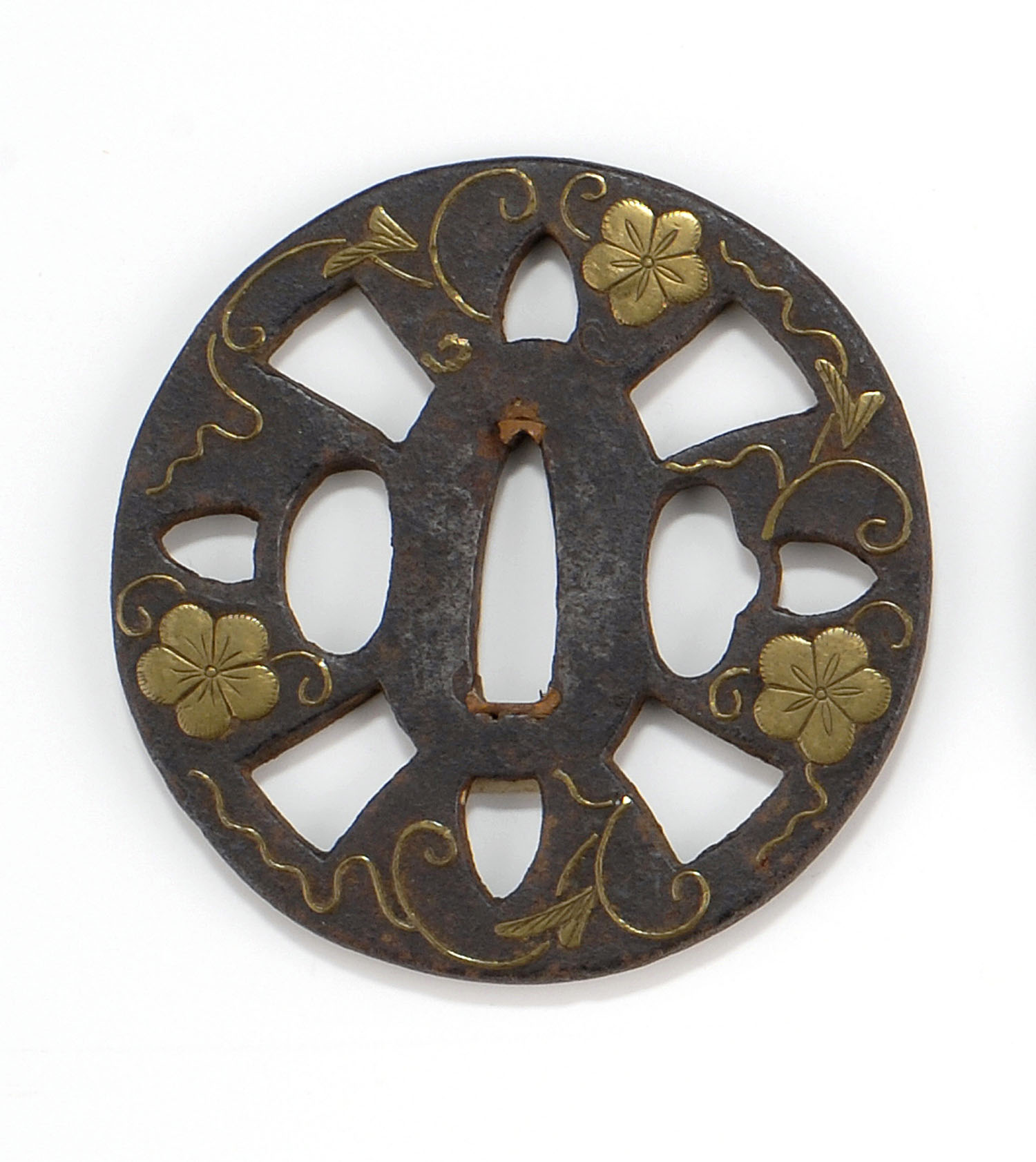 Appraisal: INLAID IRON SHIN NO MARU-GATA TSUBA th th CenturyIn a