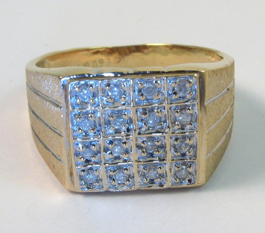 Appraisal: MAN'S DIAMOND AND TEN KARAT GOLD RING set with round