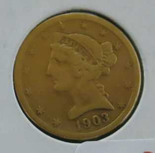 Appraisal: U S FIVE DOLLAR GOLD COIN Liberty head type with