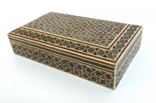 Appraisal: Inlaid Ivory Box Inlaid Ivory Box Mosaic inlay box of