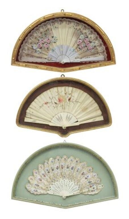 Appraisal: lot of Continental ladies' folding fans th c each housed