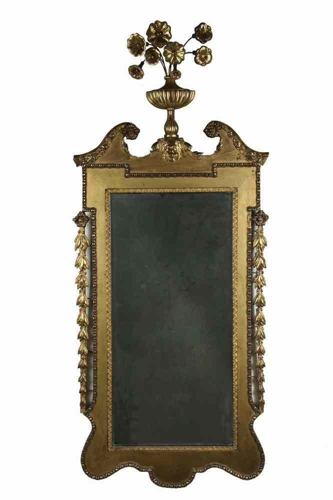 Appraisal: MIRROR - A Centennial Chippendale gilded looking glass with urn