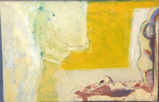 Appraisal: Patrick Dolan - Irish abstract composition with block of yellow