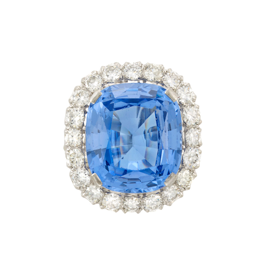 Appraisal: Platinum White Gold Synthetic Blue Spinel and Diamond Ring One