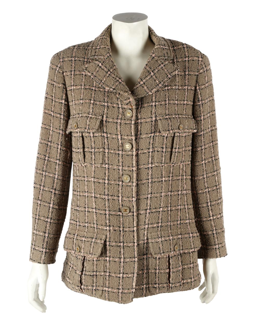 Appraisal: CHANEL TWEED JACKETwith label nylon cotton and wool with silk