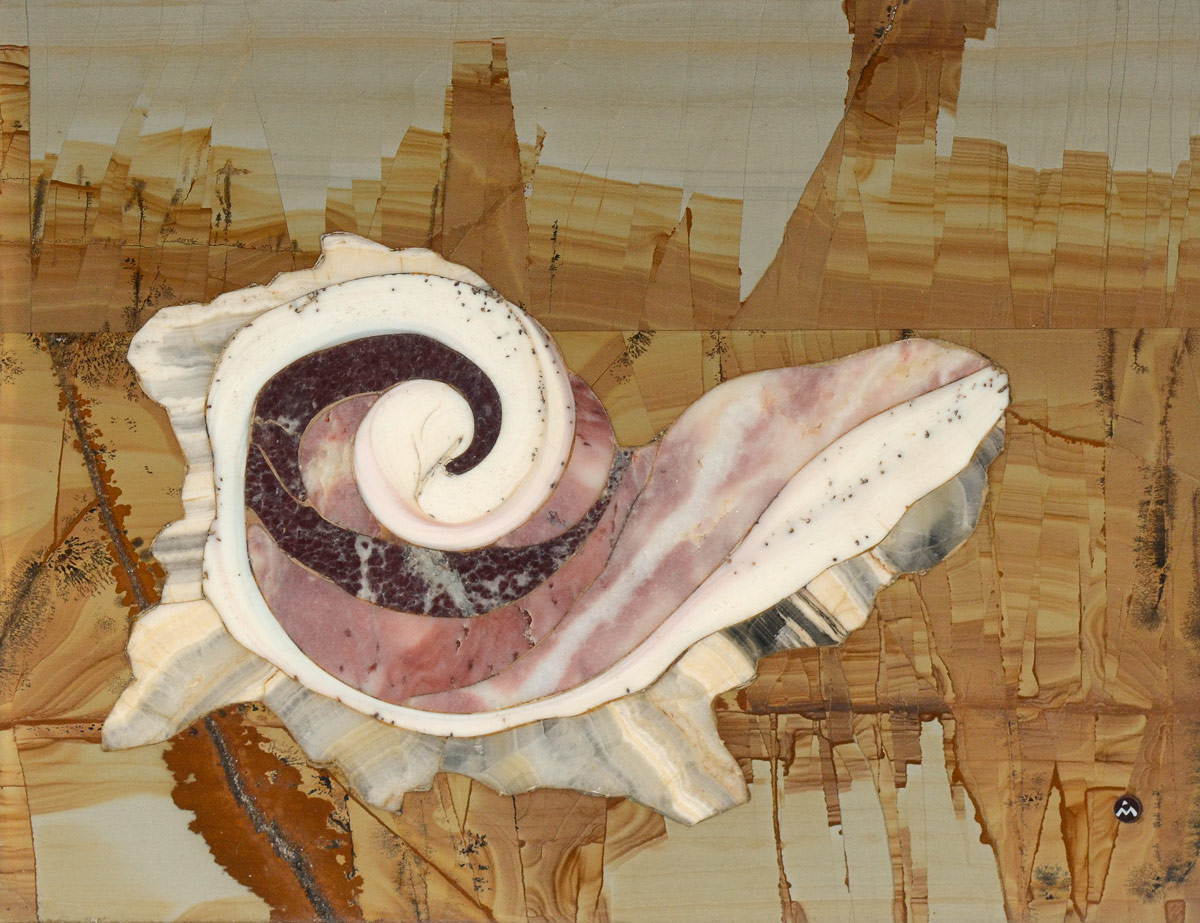 Appraisal: BLOW Richard Allmand American - Nautilus Mosaic Abstract Pietra Dura