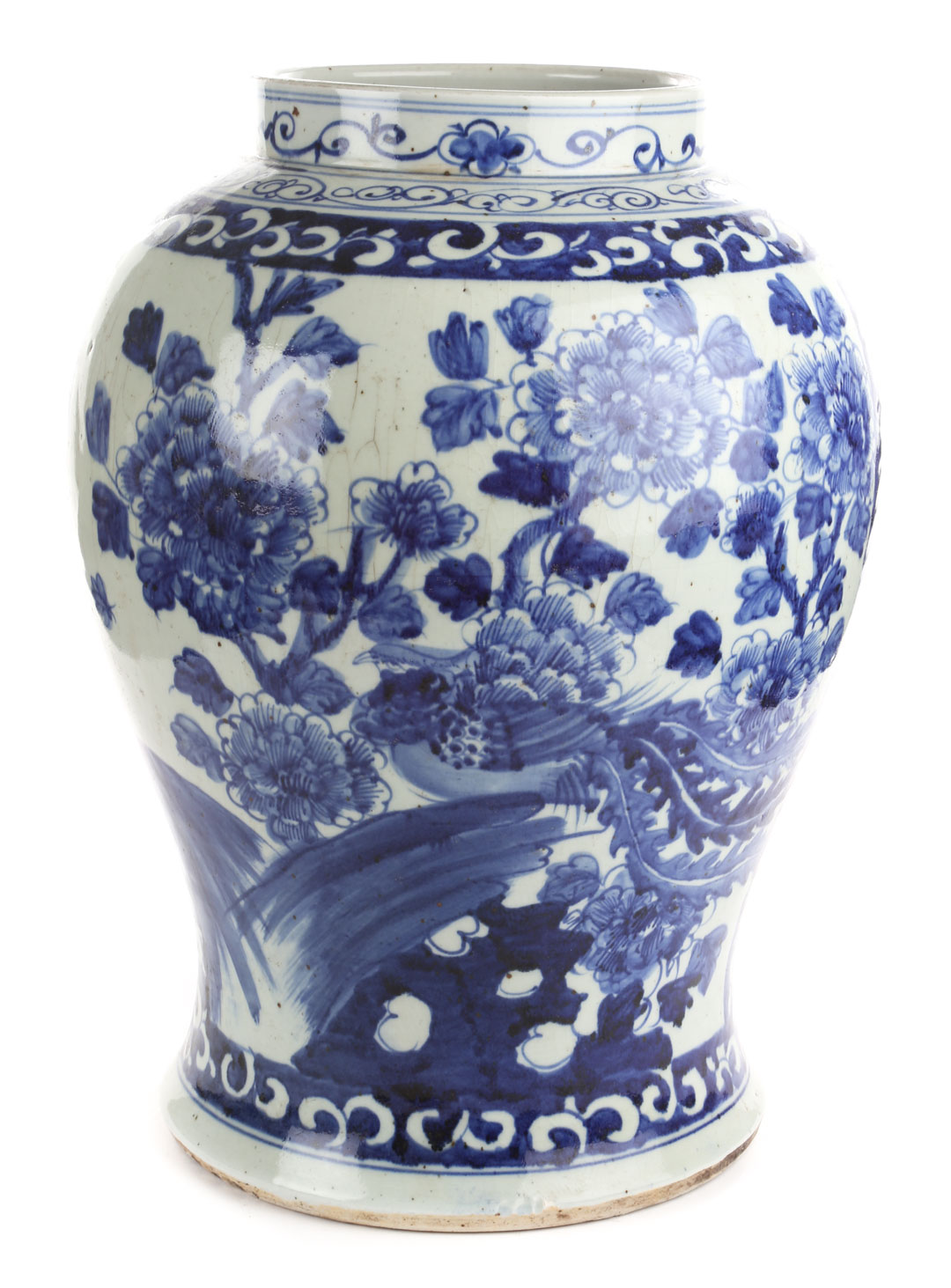 Appraisal: Chinese Export blue and white porcelain jar floral decoration in