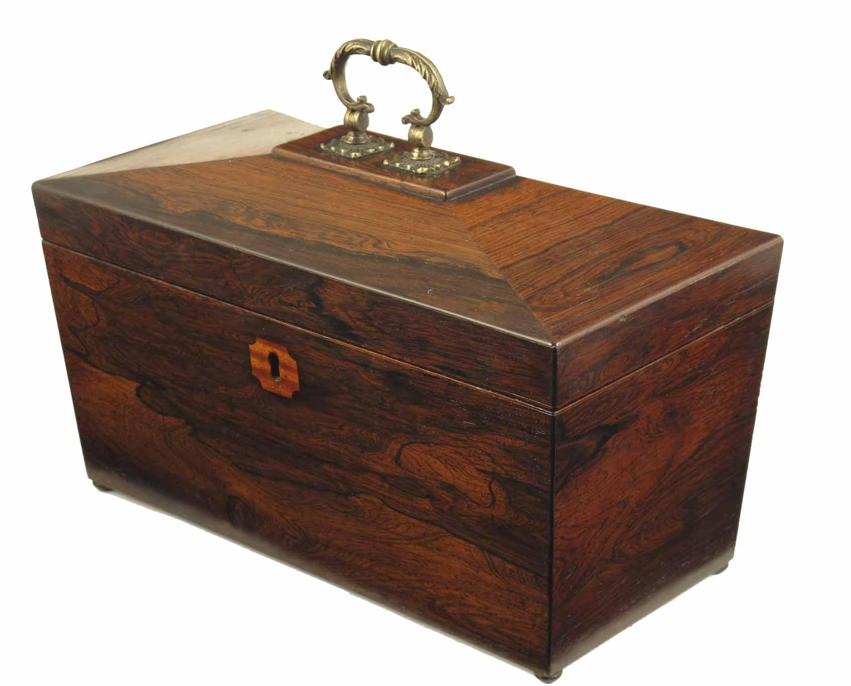 Appraisal: A William IV rosewood sarcophagus shape tea chest