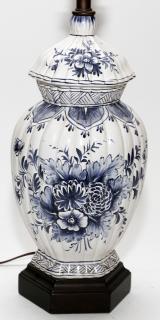 Appraisal: DELFT PORCELAIN URN MOUNTED AS A LAMP DELFT PORCELAIN URN