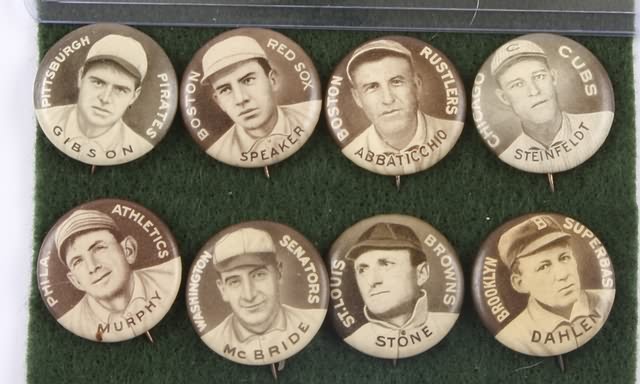 Appraisal: Grouping of eight Sweet Caporal P- Baseball Pins Pins include