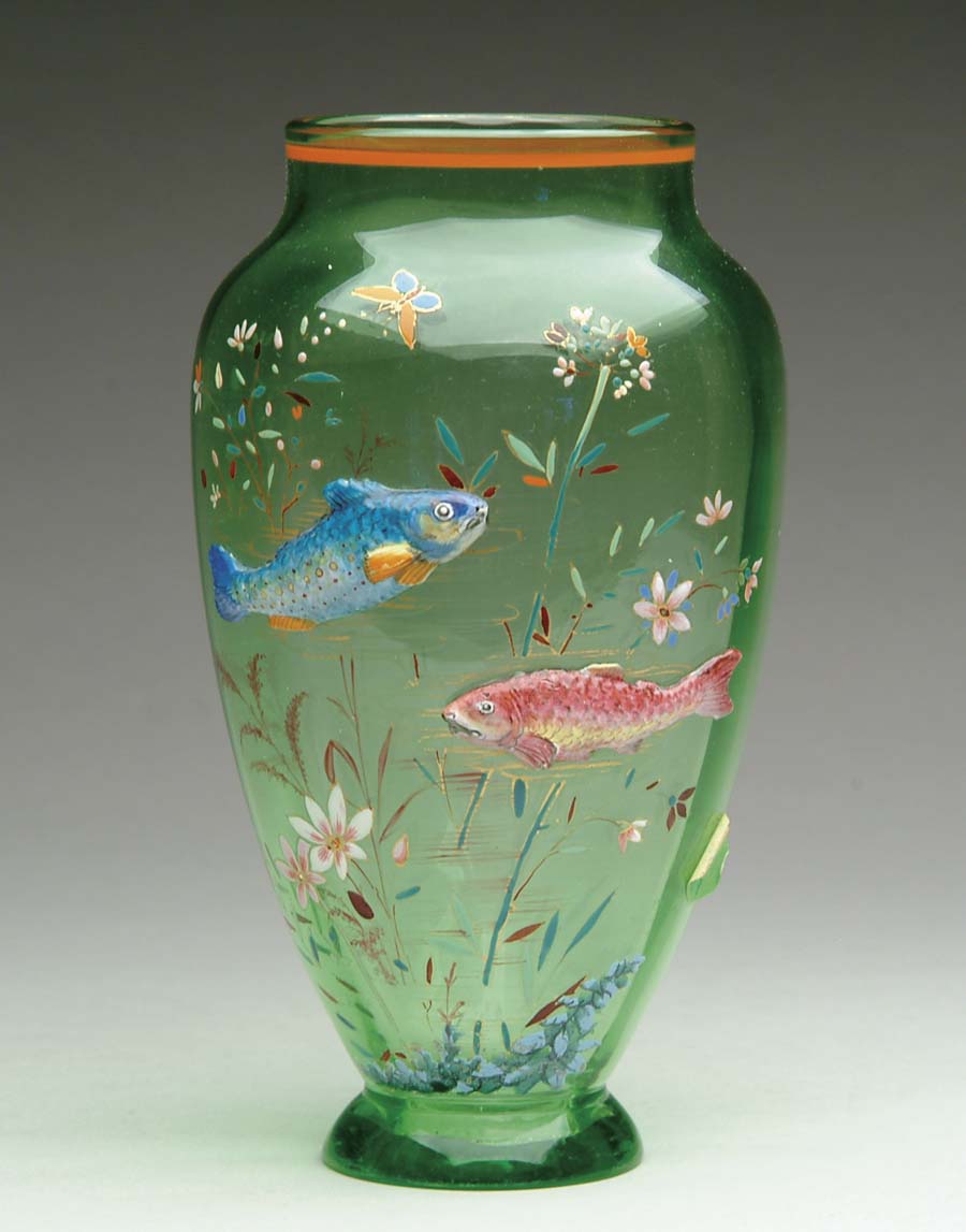 Appraisal: MOSER DECORATED VASE Outstanding Moser vase has beautifully enameled flowers