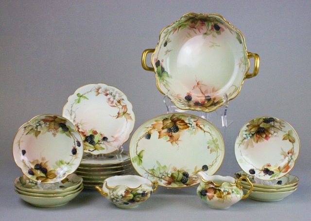 Appraisal: Piece Tressemanes Vogt Limoges Dessert Set piece hand painted French