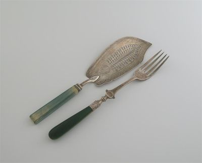 Appraisal: A George III bright-cut serving fork with four tines and