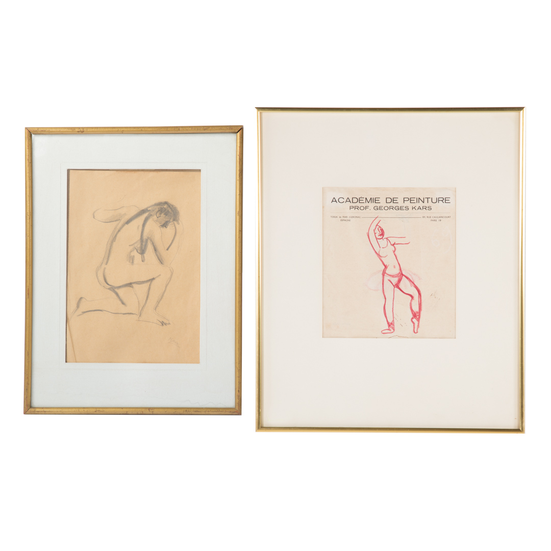 Appraisal: Georges Kars Two framed drawings Czech - Ballerina red crayon