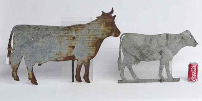 Appraisal: Lot two sheet metal cow weathervanes '' x '' and