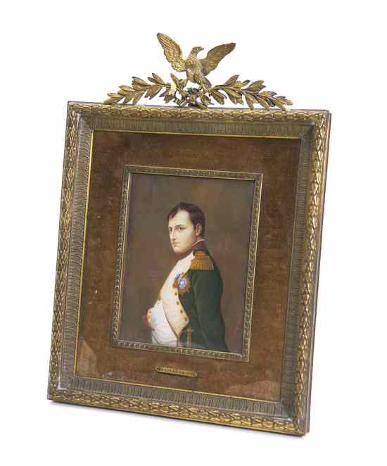 Appraisal: A Portrait Miniature on Ivory depicting Napoleon set with a