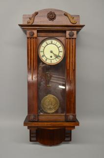 Appraisal: Mahogany wall clock with enamel dial Roman numerals cm high