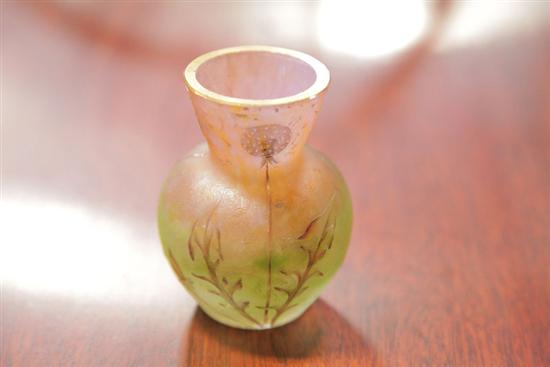 Appraisal: DAUM NANCY CABINET VASE Cameo vase colored pink to green