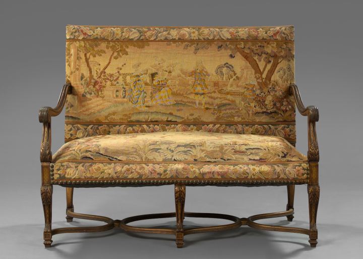 Appraisal: Louis XIV-Style Giltwood Settee third quarter th century the padded