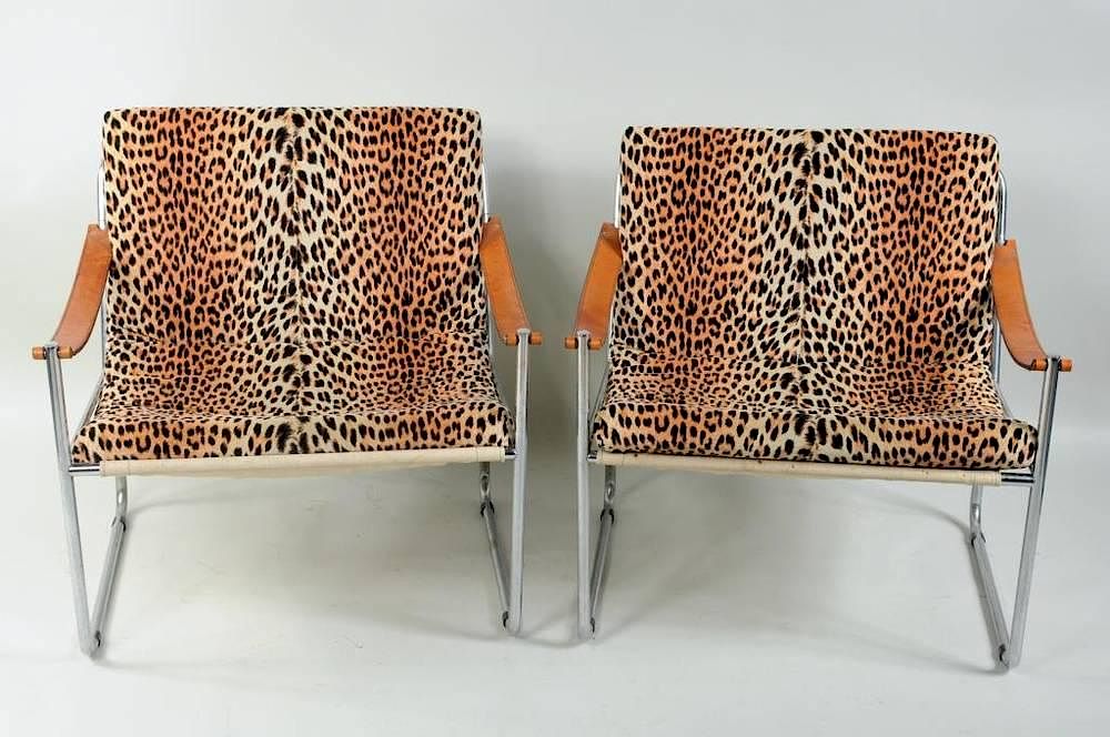 Appraisal: Pair Modern Tubular Chrome Chairs Pair of modern tubular chrome