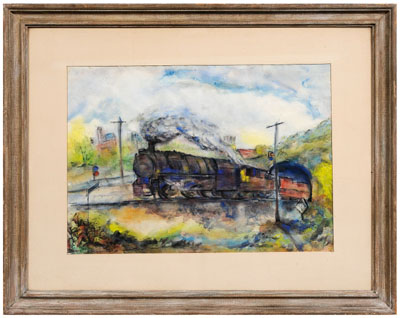 Appraisal: Otto Baer German th century Locomotive Leaving a Tunnel signed