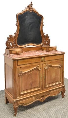 Appraisal: French Louis XV style marble-top walnut dresser th c a