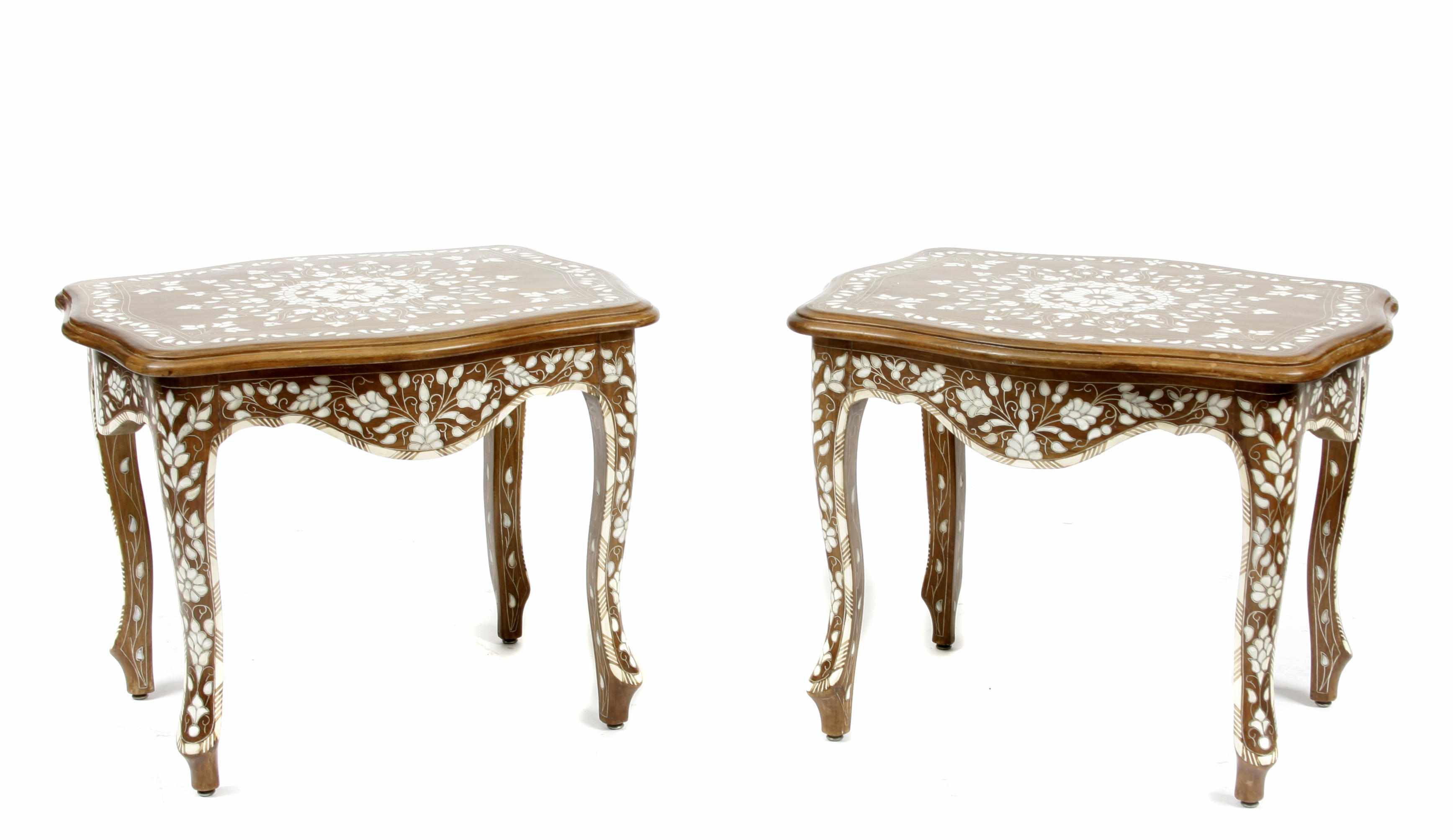 Appraisal: A pair of Syrian shell inlaid tables height in width