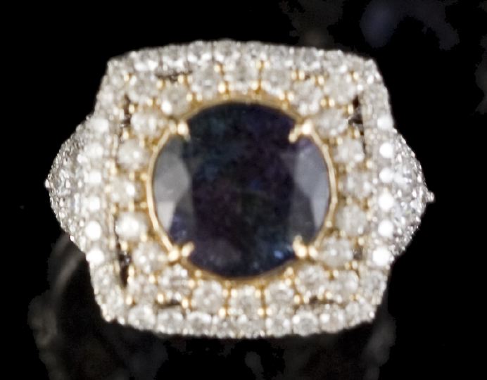 Appraisal: Fourteen-Karat White Gold Tanzanite and Diamond Lady's Dinner ring composed