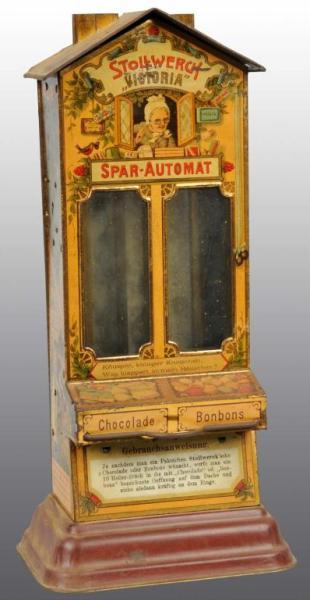 Appraisal: Tin Stollwerck Victoria Mechanical Bank Description Spar-Automat Condition Excellent