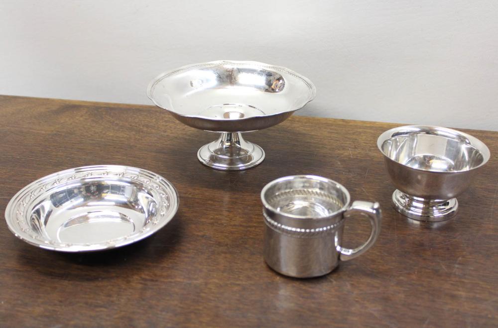 Appraisal: FOUR STERLING SILVER HOLLOWWARE ITEMS including footed bowls and D