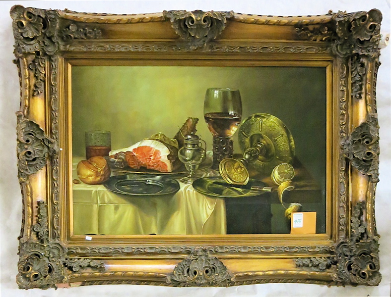 Appraisal: WELL FRAMED STILL LIFE PAINTING anonymous artist original oil on