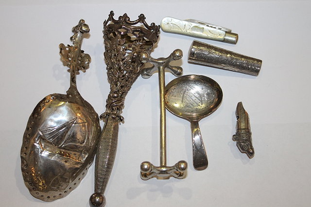 Appraisal: A SMALL COLLECTION OF MISCELLANEOUS SILVER AND OTHER WARES including