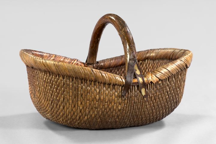 Appraisal: Large Provincial Woven Reed Bentwood and Strap-Iron Basket first quarter