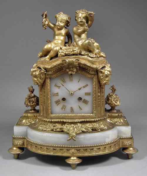 Appraisal: A th Century French gilt spelter and white onyx cased