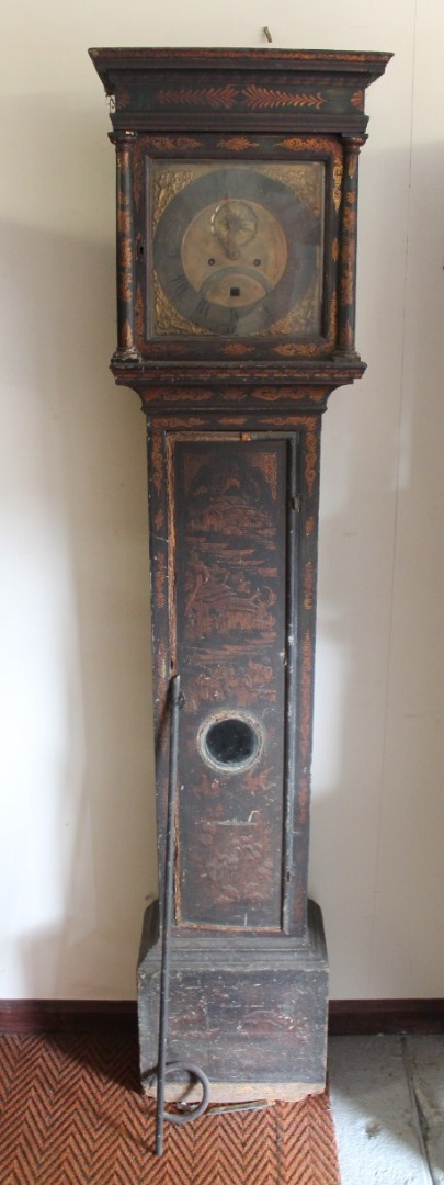 Appraisal: A brass faced longcase clock the cm wide square dial