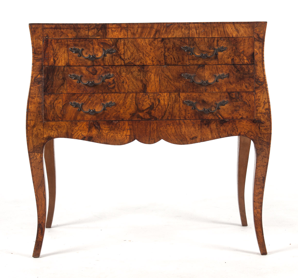 Appraisal: French Louis XV style burl walnut bombe commode early th