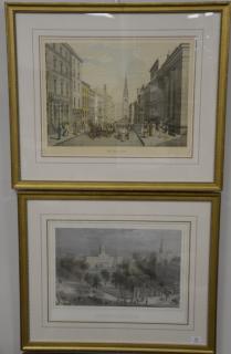 Appraisal: Three framed prints including Broadway New York City Hall New