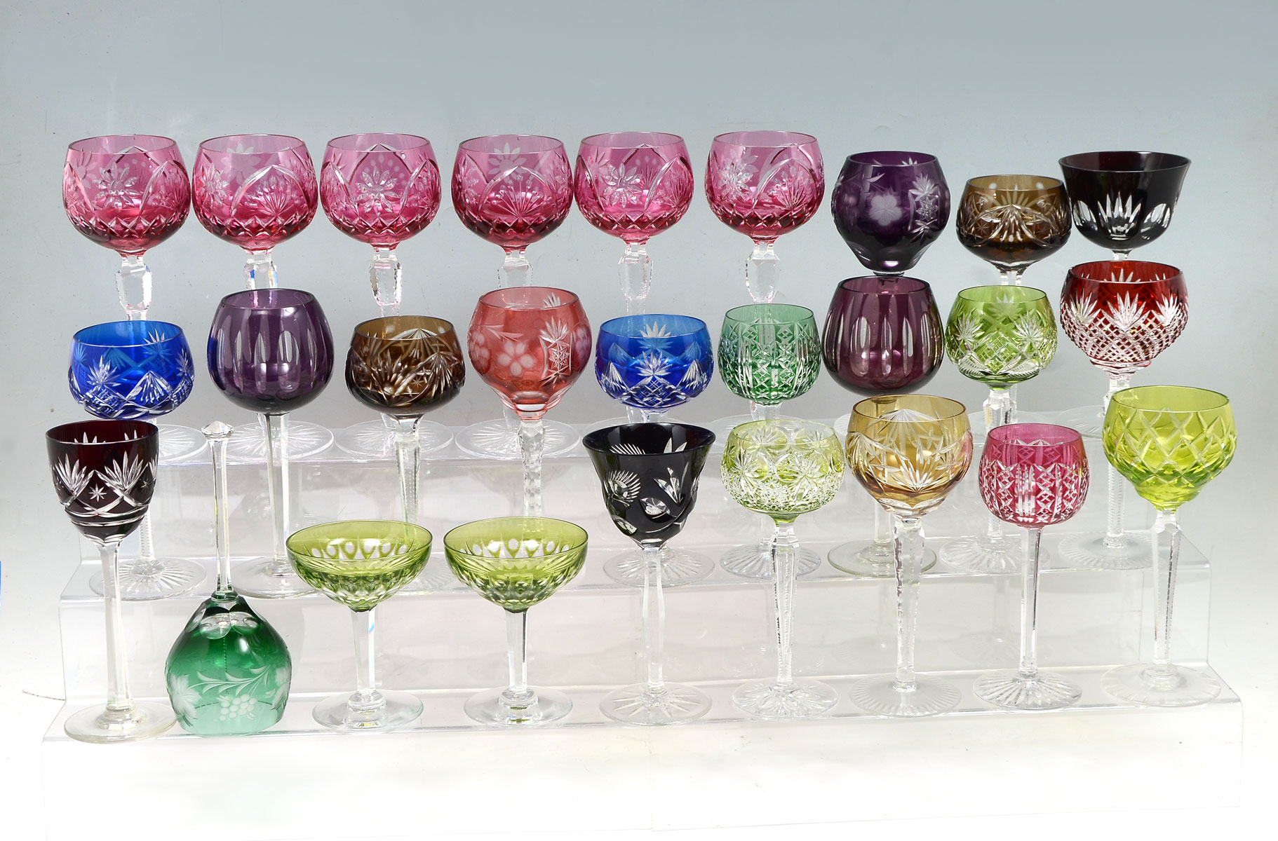 Appraisal: PC CUT TO CLEAR STEMWARE BELL COLLECTION Largest Approx ''