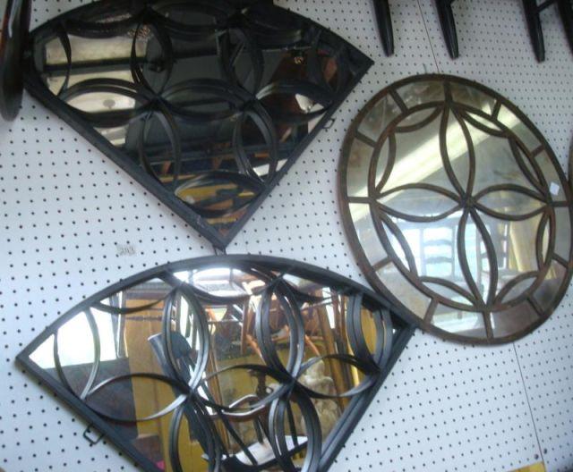 Appraisal: Lot of Mirrors Pair of Round Black Metal Mirrors together