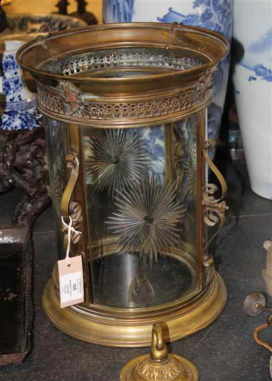 Appraisal: A Regency brass circular hall lantern with star cut panes