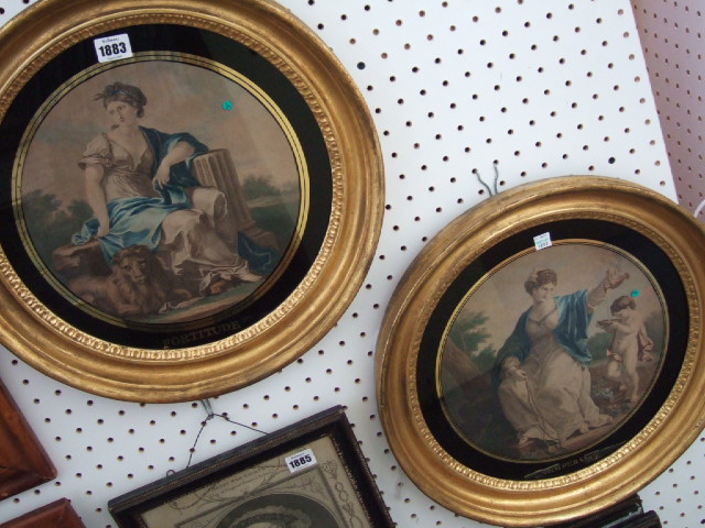 Appraisal: Manner of Angelica Kauffmann Temperance Fortitude a pair of stipple