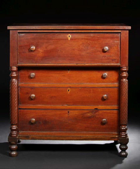 Appraisal: Vernacular American Sheraton Cherrywood Bonnet Chest second quarter th century