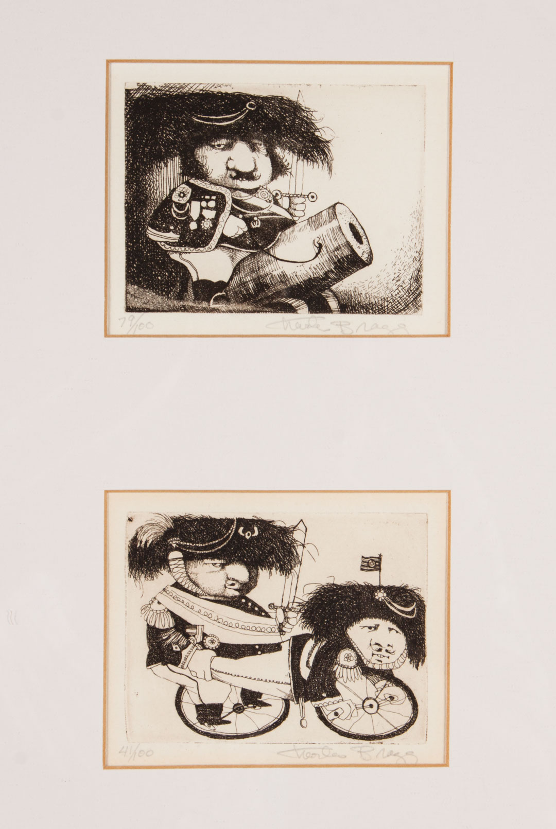 Appraisal: Charles Bragg Two Etchings in one frame American b General