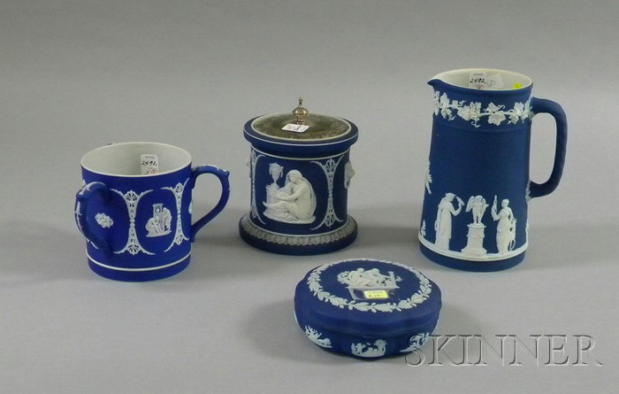 Appraisal: Four Wedgwood Dark Blue Jasper Dip Items a box with