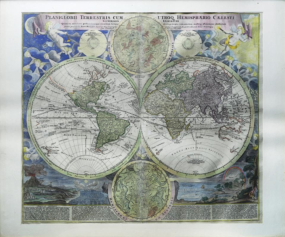 Appraisal: Engraved Map of the World by Homan c Planiglobii Terrestris